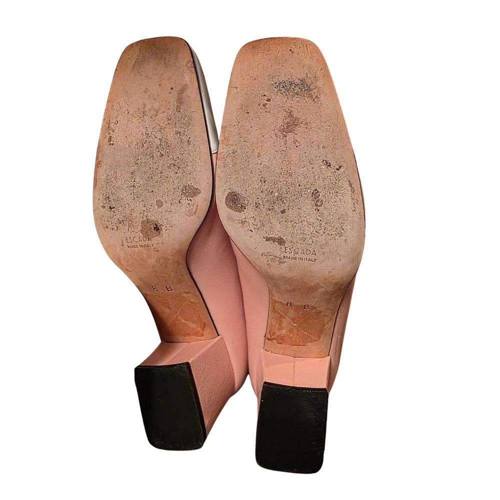 Escada Pink and White Leather Block Heel Pumps - Picture 5 of 7
